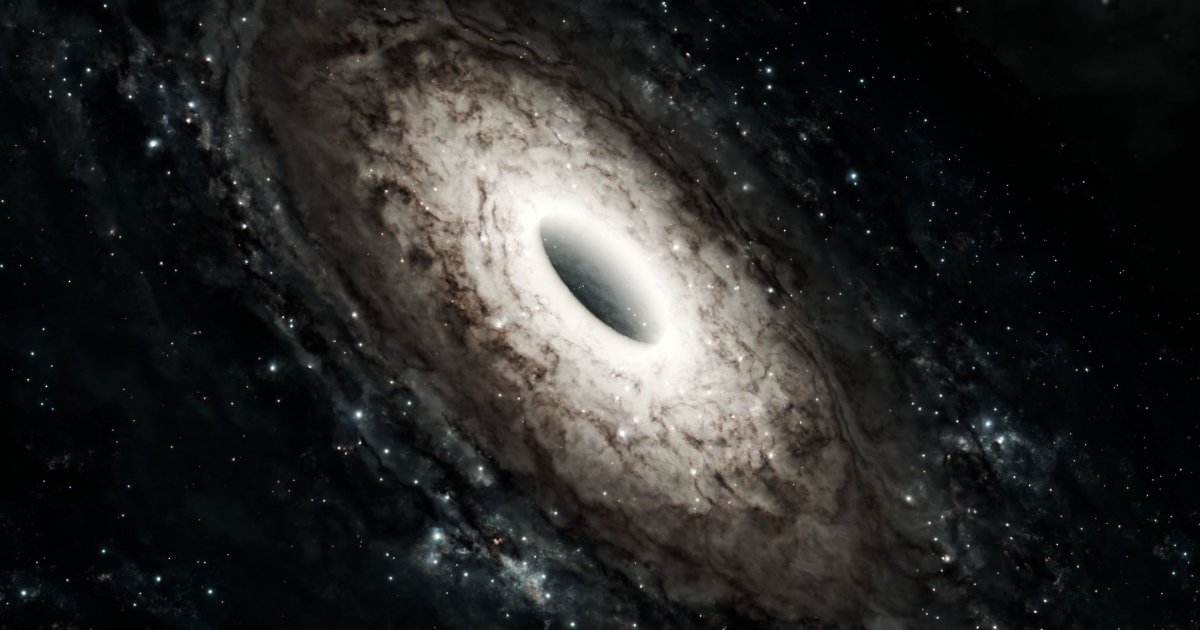 A picture of a galaxy consisting of billions of stars orbiting around a black hole.